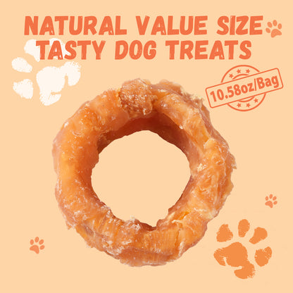 Pawmate Chicken Wrapped Sweet Potato Donut Dog Treats, Natural Healthy & Chewy Snack for All Dogs, 11oz