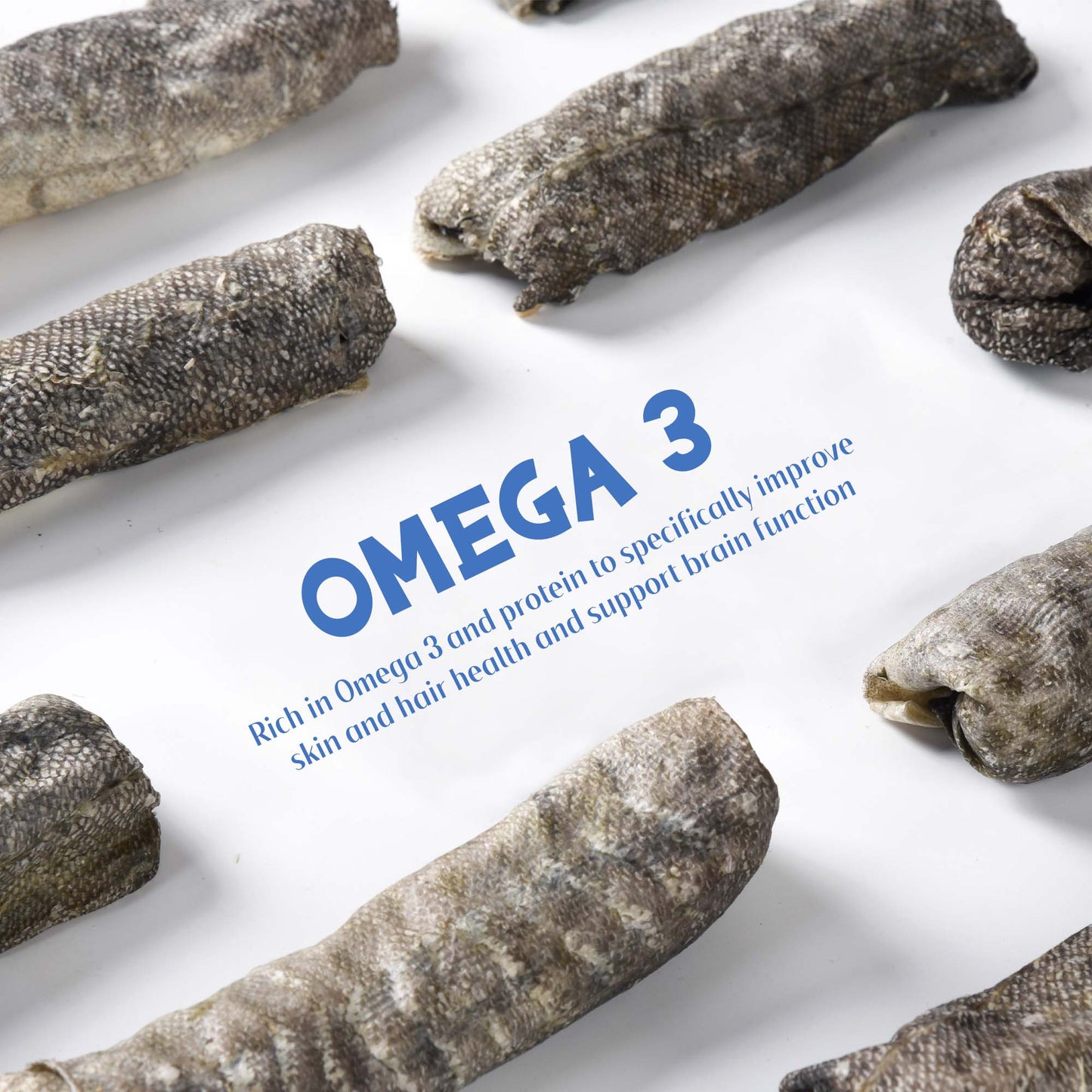 ASMPET Rawhide Free Dog Treats, Natural Teeth Cleaning Cod Skin Dog Chew for All Size, 6pcs, 10.6oz