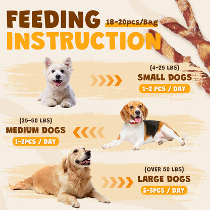 ASMPET Rawhide Dog Chew, Natural Chicken and Duck Wrap Long-Lasting Treat for Dog, 11 oz.