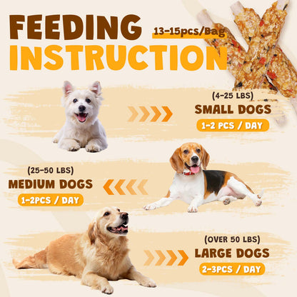 ASMPET Rawhide Dog Chew, Natural Chicken Wrap Pumpkin & Oat Treat for Dogs, 11oz.