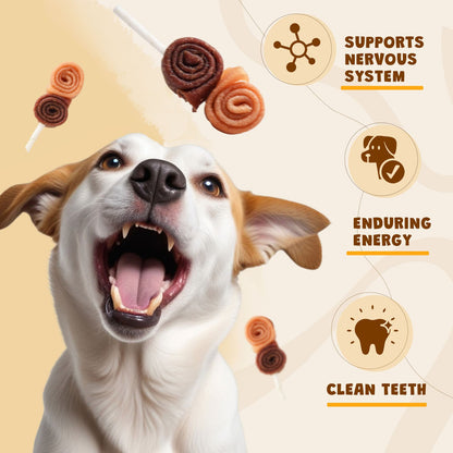 ASMPET Chicken Duck Rawhide Dog Chew, Triple Flavor Long-Lasting Treat for Dogs, 10.5oz.