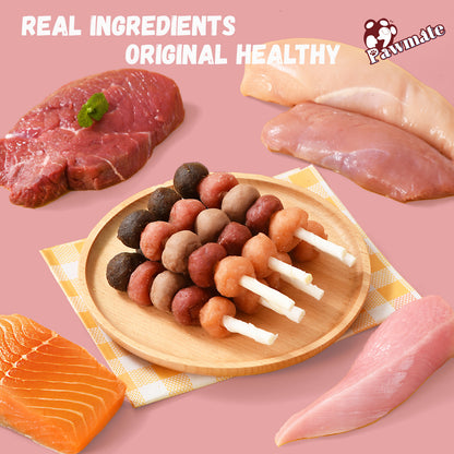 Pawmate Kabob Dog Treats, Chicken Beef Duck Rabbit and Salmon Dog Treats for Dogs, 10.6oz