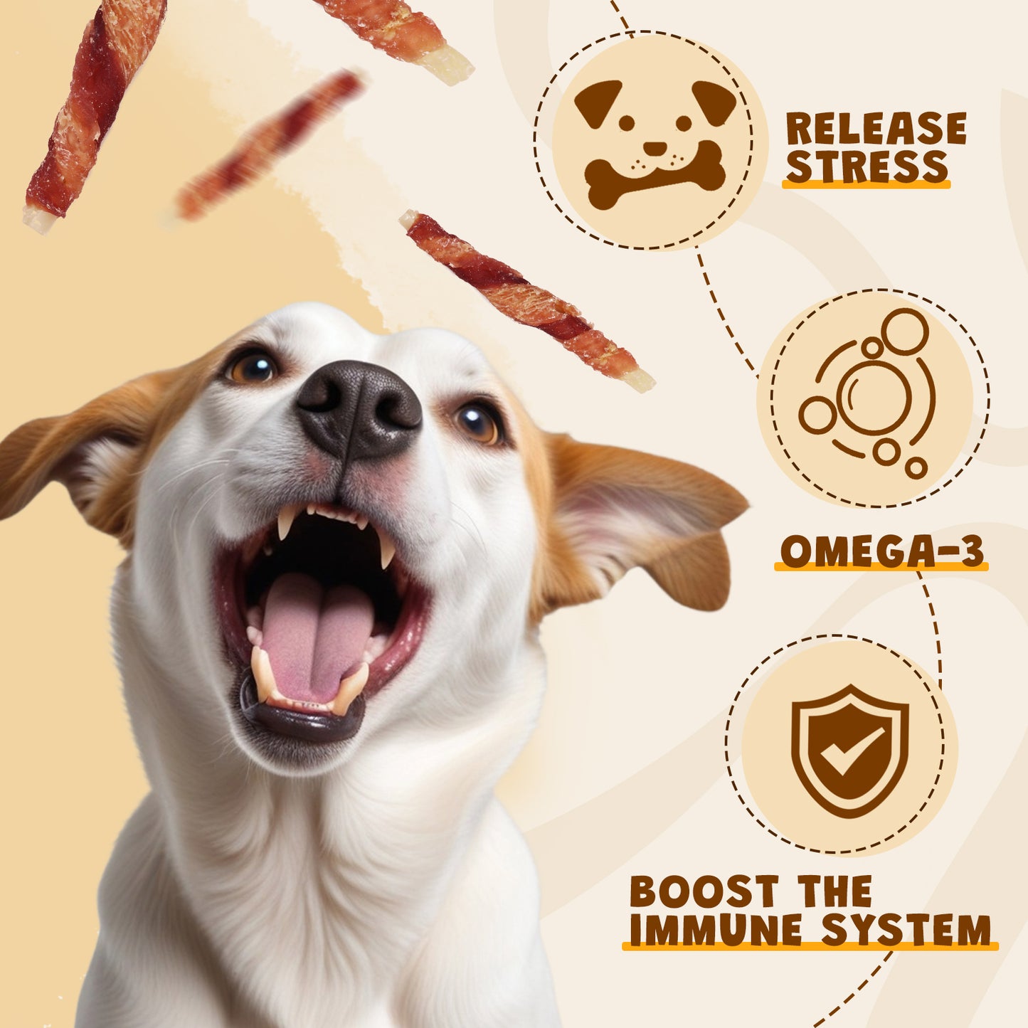 ASMPET Rawhide Free Dog Treats Chicken Jerky & Duck Wrap Cod Sticks, Healthy Treats for Dogs, Soft Chewy Healthy Natural Treats, 15pcs, 11oz