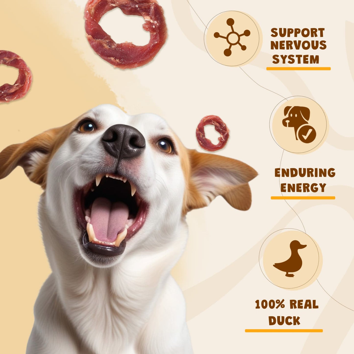 ASMPET Duck Jerky Ring Dog Treat, Natural Low Fat Snacks for Small Medium Large Dogs, 10.6oz