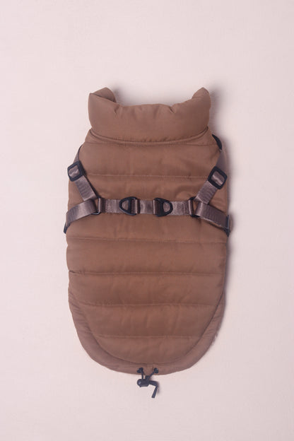 Outdoor dog coat functional 2-in-1 harness winter dog jacket