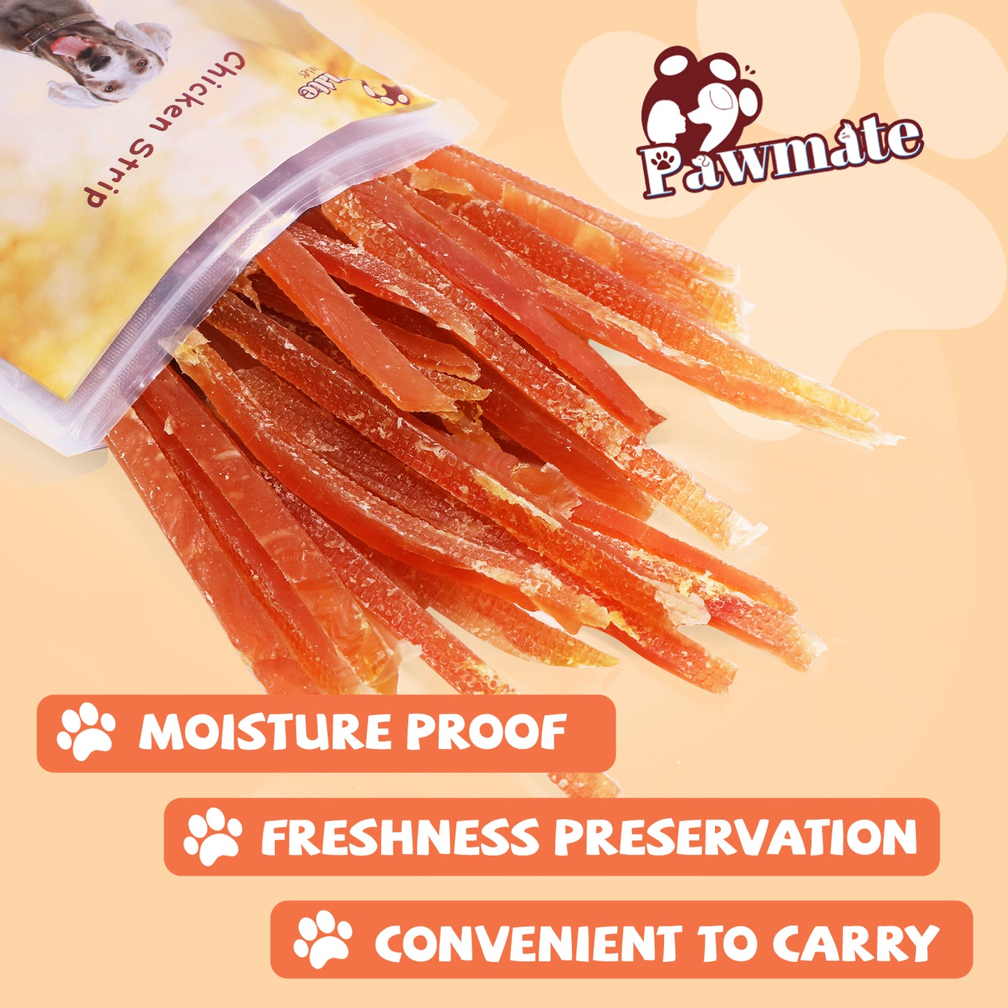 Pawmate Chicken Jerky Dog Treats, High Quality Premium Jerky Snacks for Small Medium Large Dog, 11 oz