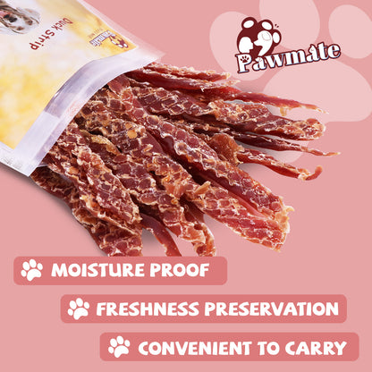 Pawmate Duck Jerky Dog Treats, Premium Jerky Healthy Snacks for Small Medium Large Dogs, 27-30ct Bag