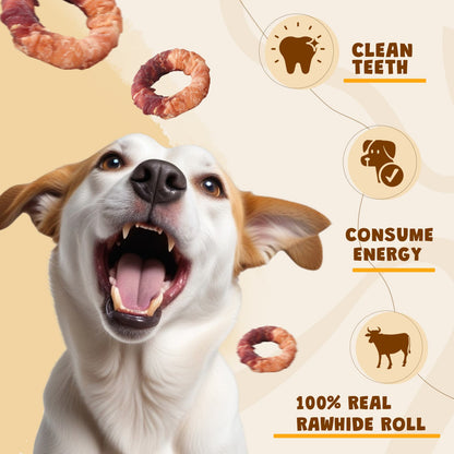 ASMPET Long Lasting Dog Treat, Chicken & Duck Wrapped Rawhide Dog Chew, Teeth Cleaning Bone for Small Medium Large Breed (10.6oz)