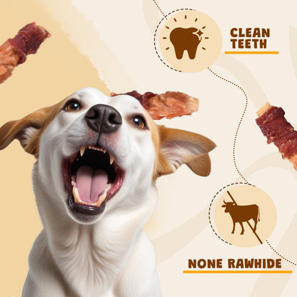 ASMPET Chicken Wrapped Beef Cartilage with Duck Dog Treats, High Calcium Chewy Dog Soft Bone for Small, Medium, Large Dogs (10.6oz, No Rawhide)