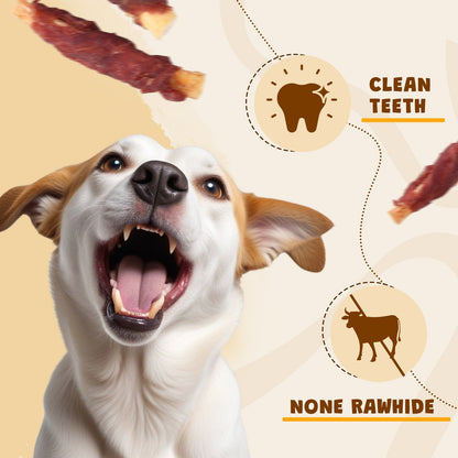 ASMPET Duck Wrapped Beef Cartilage Dog Treats, Long-Lasting Chewy Dog Soft Bone for Small, Medium, Large Dogs (10.6oz, No Rawhide)