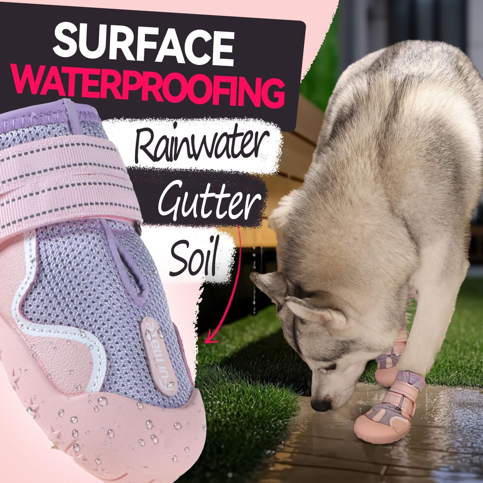 Dog Shoes for Large Small Medium Dogs Breathable Mesh Dog Boots & Paw Protectors for Summer Hot Pavement Winter Snow Waterproof Anti Slip Dog Booties for Hiking Hardwood Floorspurple01