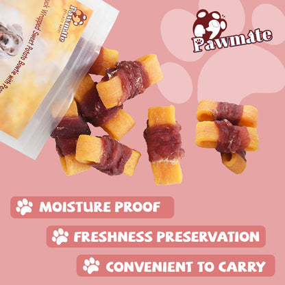 Pawmate Sweet Potato Dog Treats, Natural Duck Jerky Peanut Butter Chews for All Dogs,10.6oz