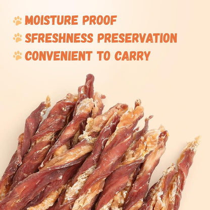 Dog Jerky Treats, Triple Flavor Jerky Twist Sticks 5 inch, Chicken Duck Wrapped Cod Sticks Rawhide Free Grain Free Dog Training Snacks Chewy Sticks Treats for Medium Large Dog 10.58oz