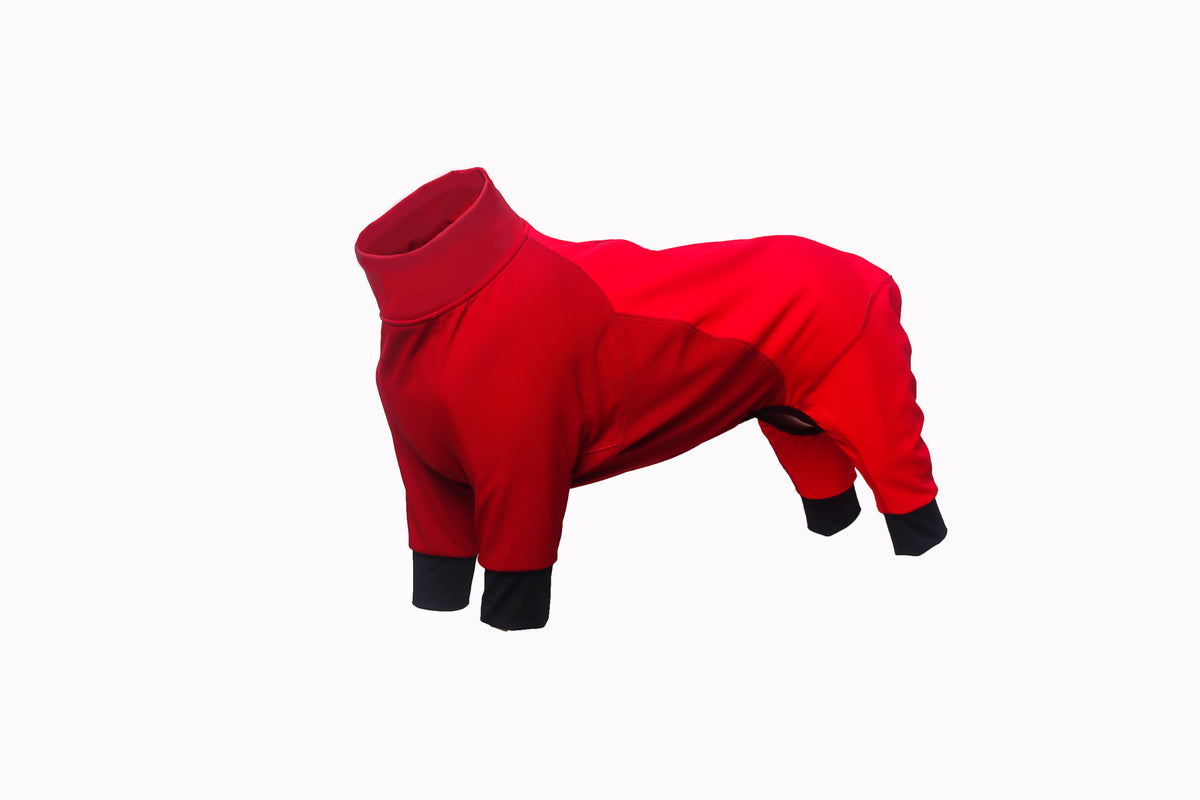 Outdoor 4 legs soft shell jacket with healed tape for large dog