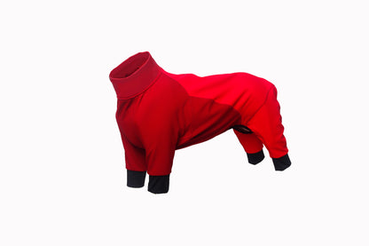 Outdoor 4 legs soft shell jacket with healed tape for large dog