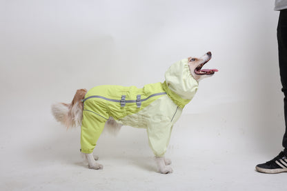 Outdoor waterproof with healed tape full coverage dog jacket with hoodie and 4 legs