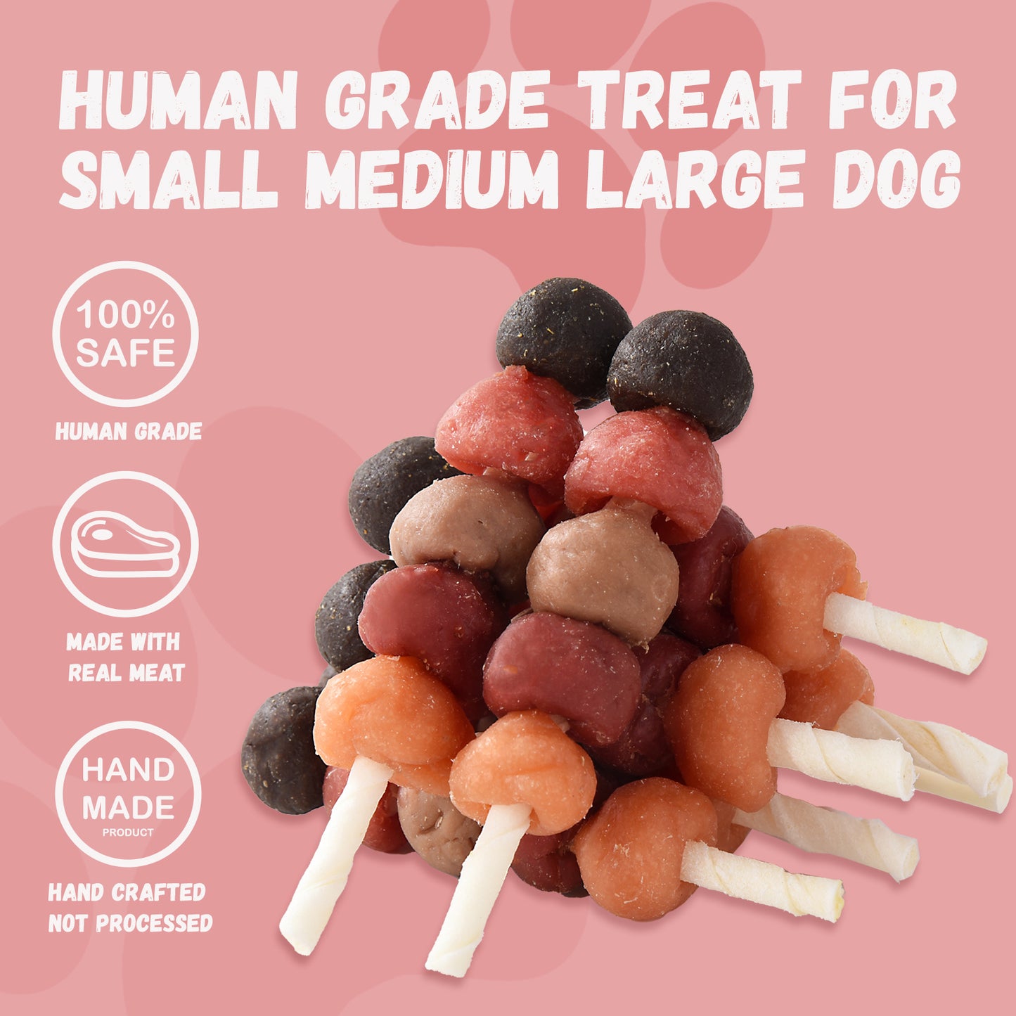 Pawmate Kabob Dog Treats, Chicken Beef Duck Rabbit and Salmon Dog Treats for Dogs, 10.6oz