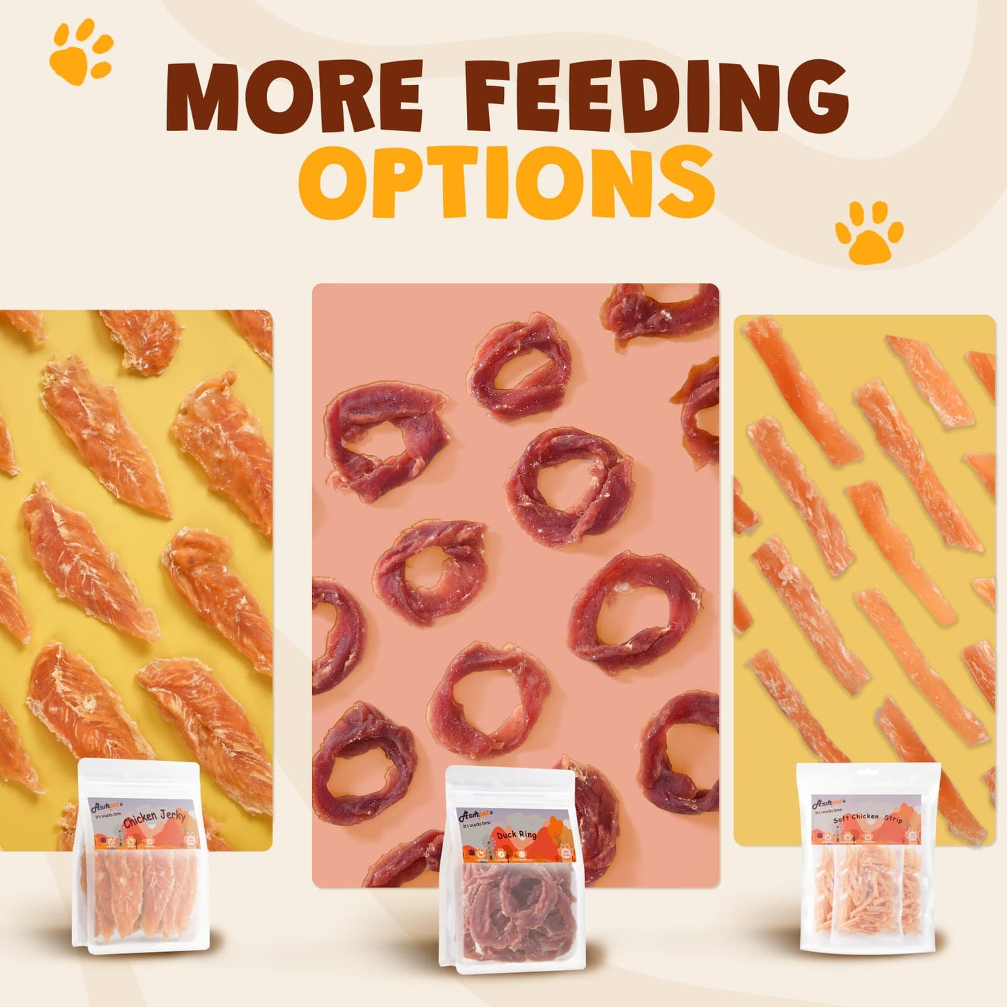 ASMPET Duck Jerky Ring Dog Treat, Natural Low Fat Snacks for Small Medium Large Dogs, 10.6oz