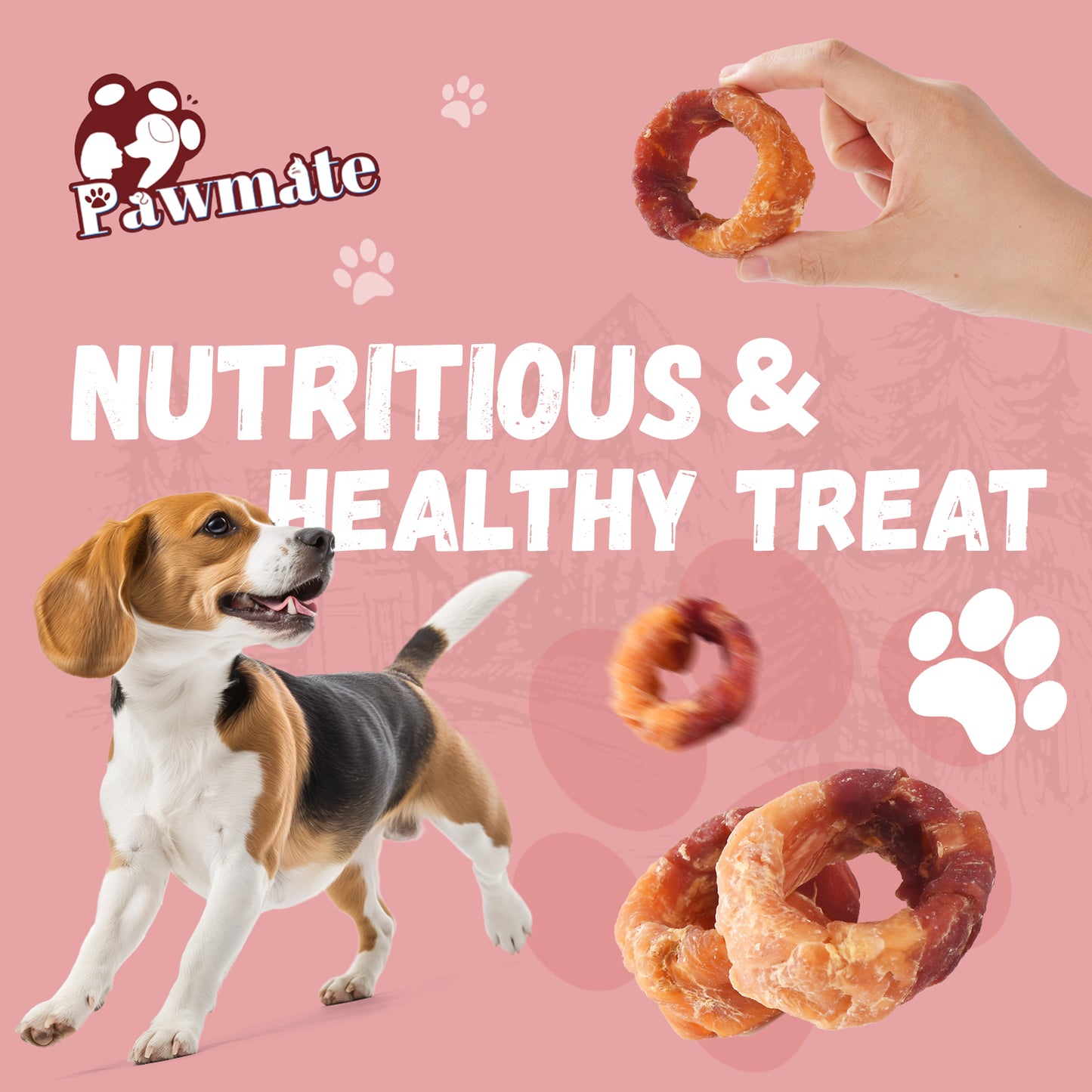Pawmate Chicken & Duck Wrapped Sweet Potato Donut Dog Treats, Nutritious, Natural & Chewy Snack for All Dogs, 11oz