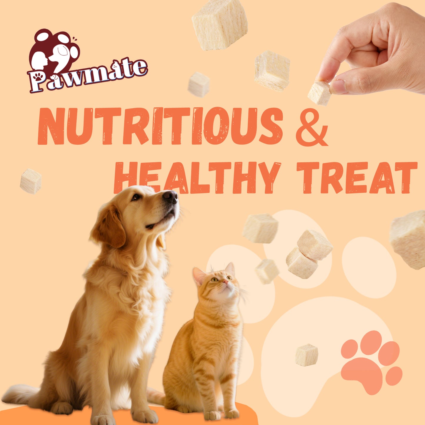 Pawmate Freeze-Dried Chicken Treats for Dogs & Cats, Single Ingredient, Grain-Free, High Protein Natural Snack for Pets, 10.23oz