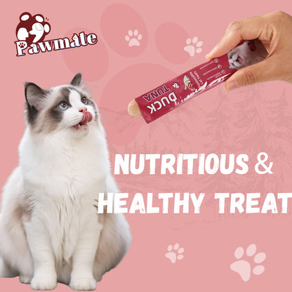 Pawmate Duck & Tuna Lickable Cat Treats, 20 Sticks, Grain-Free Creamy Treats for Cats