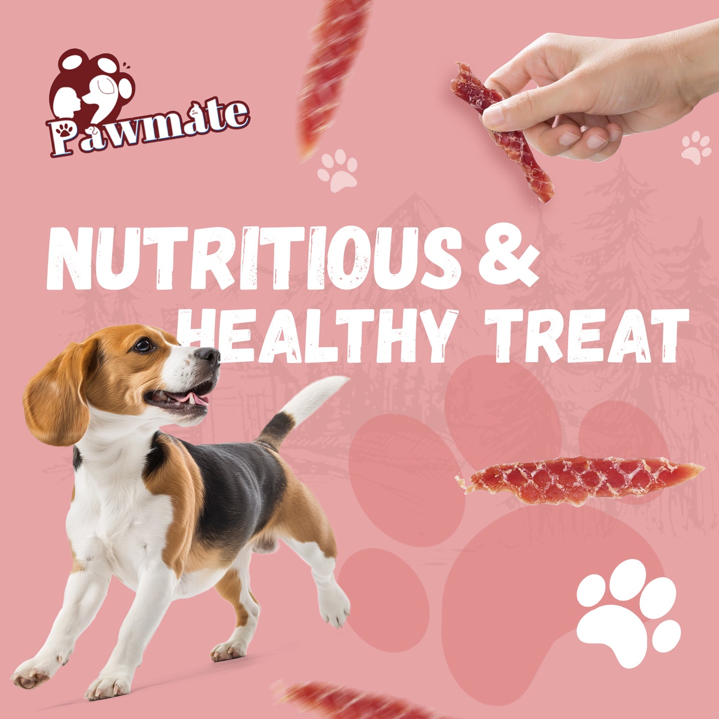 Pawmate Duck Jerky Dog Treats, Premium Jerky Healthy Snacks for Small Medium Large Dogs, 27-30ct Bag