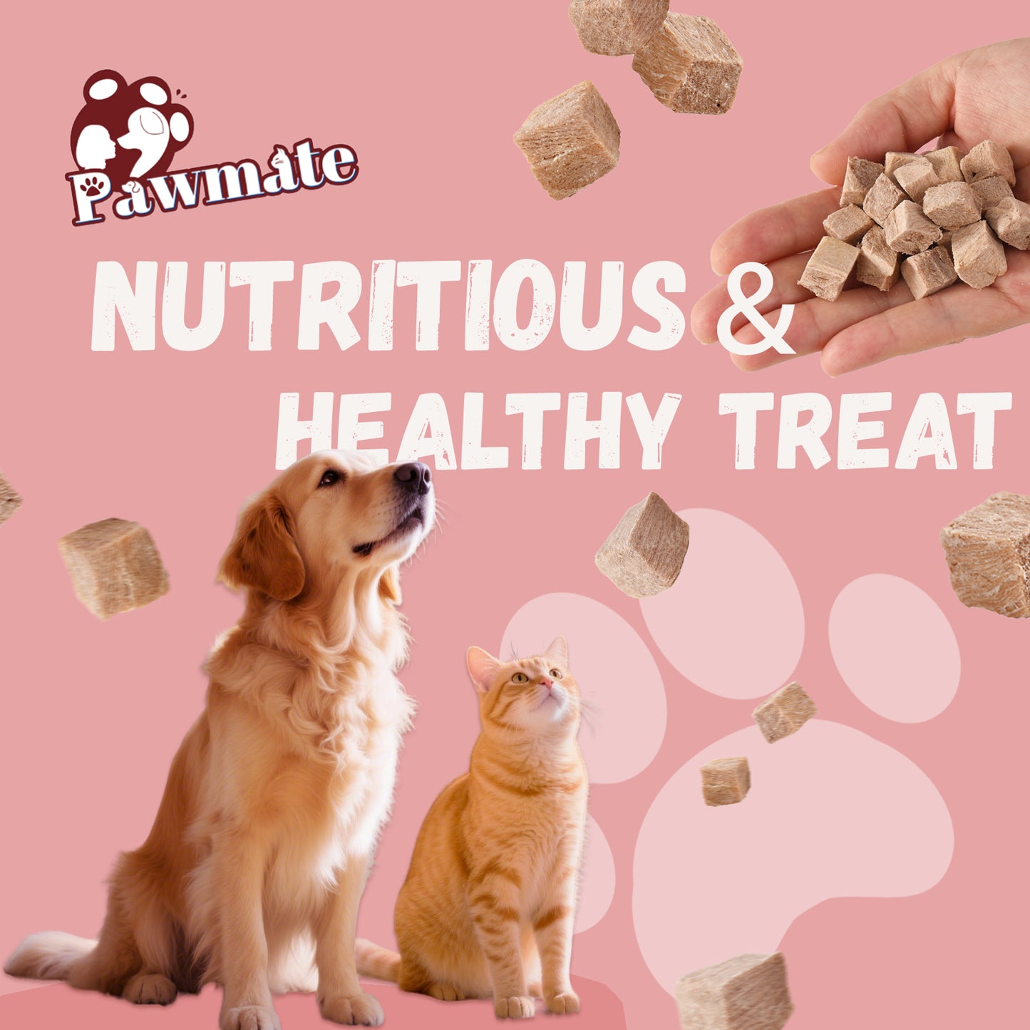 Pawmate Freeze-Dried Duck Treats for Dogs & Cats, Single Ingredient, Grain-Free, High Protein Natural Snack for Pets, 10.23oz