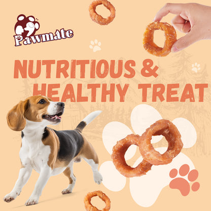 Pawmate Chicken Wrapped Sweet Potato Donut Dog Treats, Natural Healthy & Chewy Snack for All Dogs, 11oz