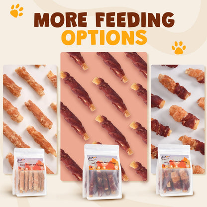 ASMPET Duck Wrapped Beef Cartilage Dog Treats, Long-Lasting Chewy Dog Soft Bone for Small, Medium, Large Dogs (10.6oz, No Rawhide)