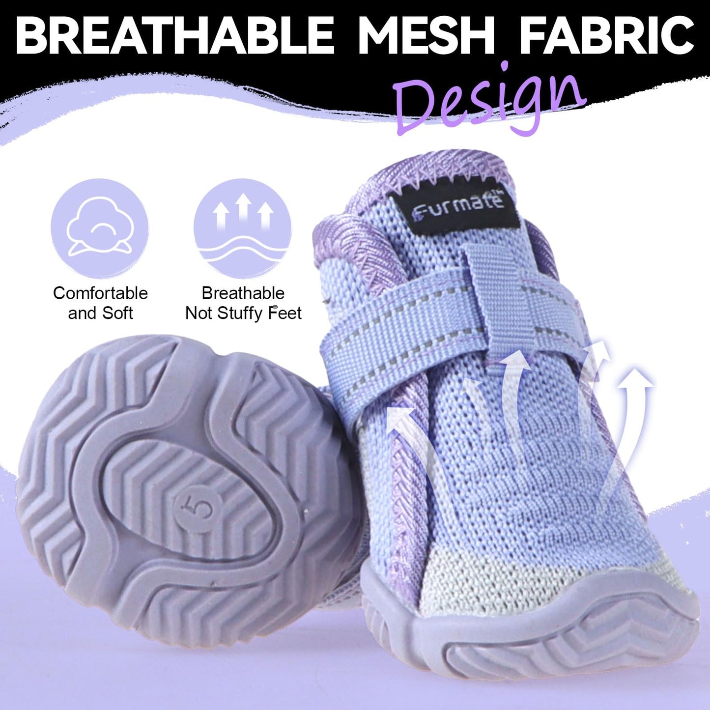 Dog Shoes for Small Dogs Breathable Puppy Dog Boots & Paw Protectors for Summer Hot Pavement Winter Snow Dog Booties with Reflective Strips Anti Slip Sole for Hardwood Floorspurple05