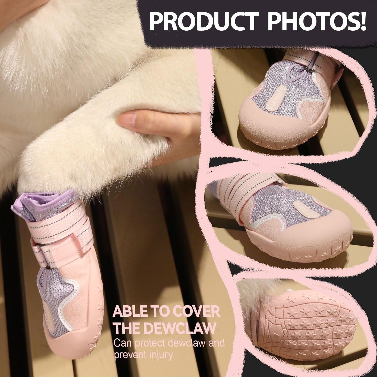 Dog Shoes for Large Small Medium Dogs Breathable Mesh Dog Boots & Paw Protectors for Summer Hot Pavement Winter Snow Waterproof Anti Slip Dog Booties for Hiking Hardwood Floorspurple01