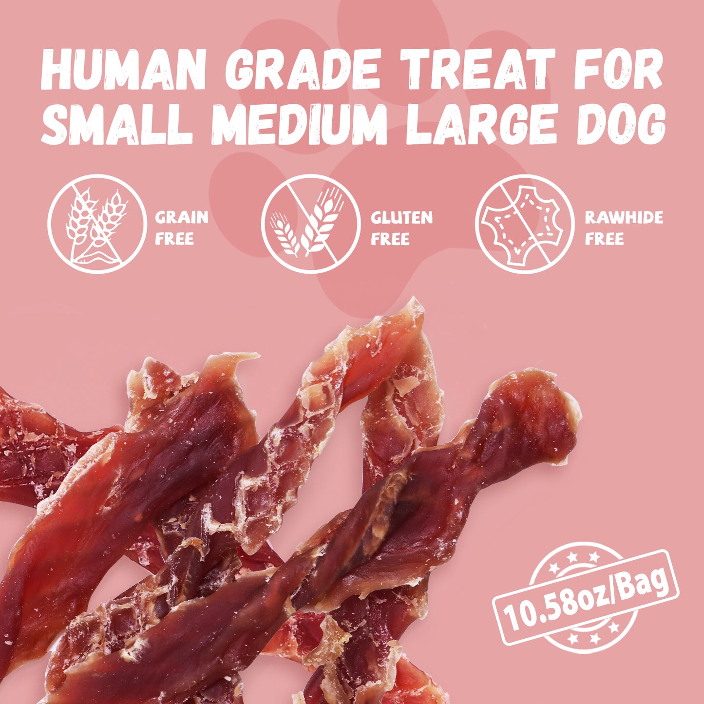 Pawmate Duck Jerky Dog Treats, Premium Jerky Healthy Snacks for Small Medium Large Dogs, 27-30ct Bag