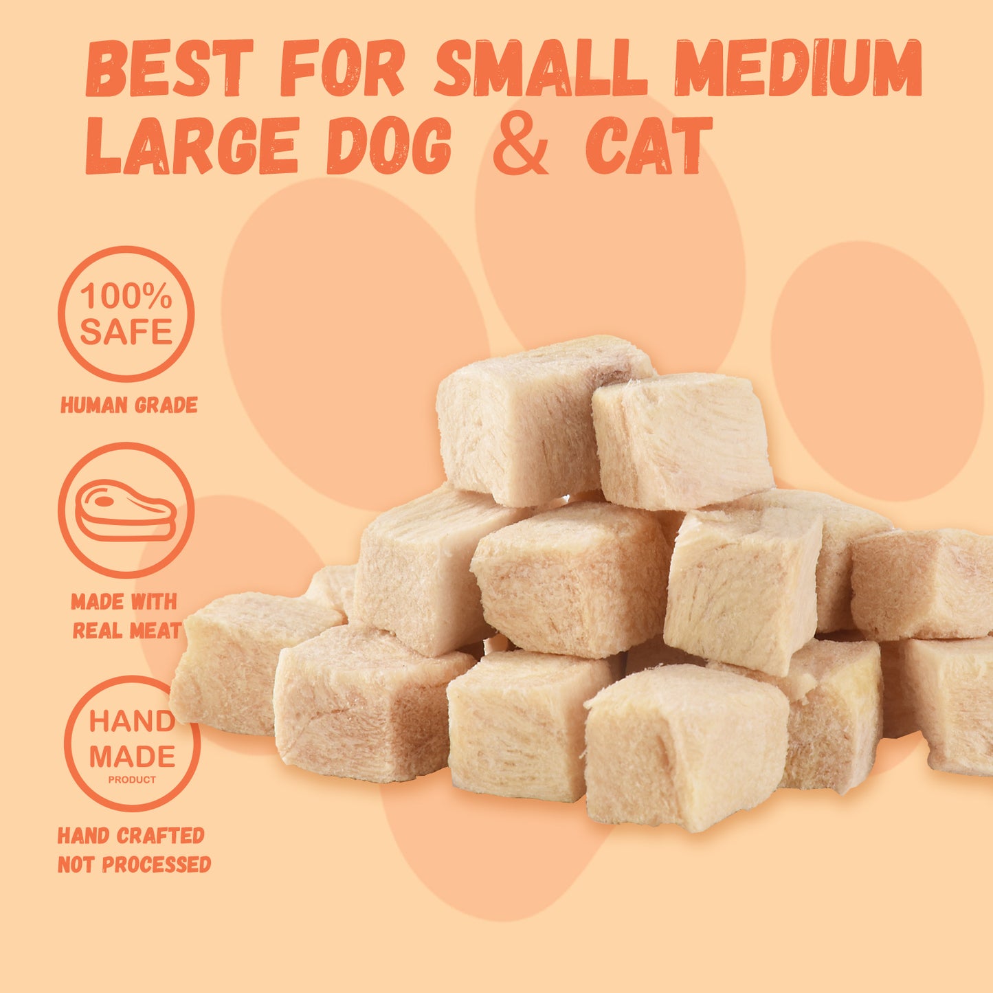 Pawmate Freeze-Dried Chicken Treats for Dogs & Cats, Single Ingredient, Grain-Free, High Protein Natural Snack for Pets, 10.23oz