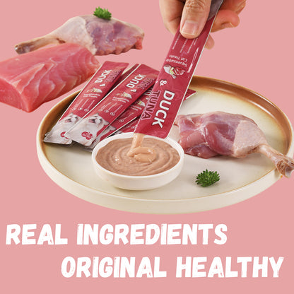 Pawmate Duck & Tuna Lickable Cat Treats, 20 Sticks, Grain-Free Creamy Treats for Cats