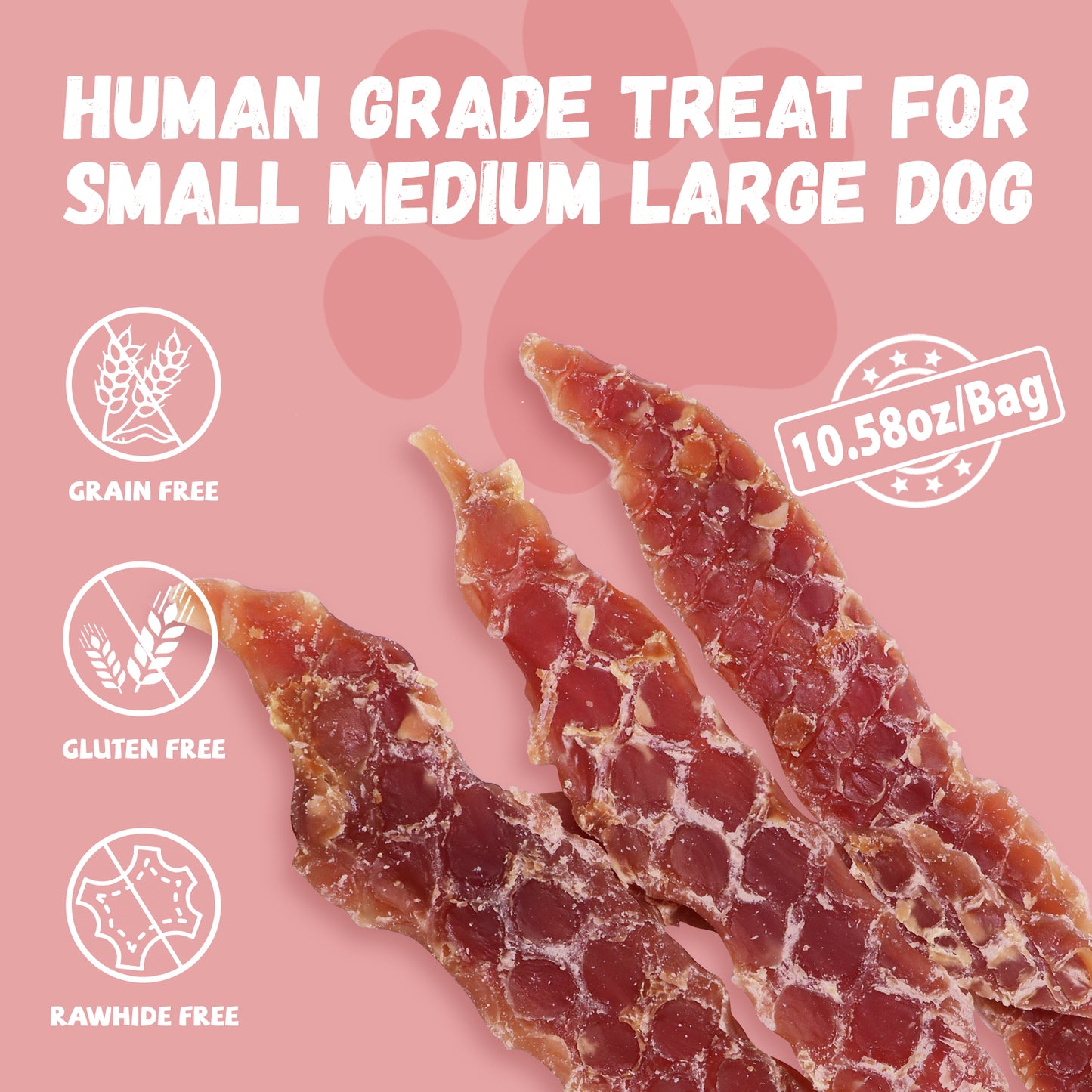 Pawmate Duck Jerky Dog Treats, High Protein Pure Chicken Snacks for Small Medium Large Dog, 11 oz