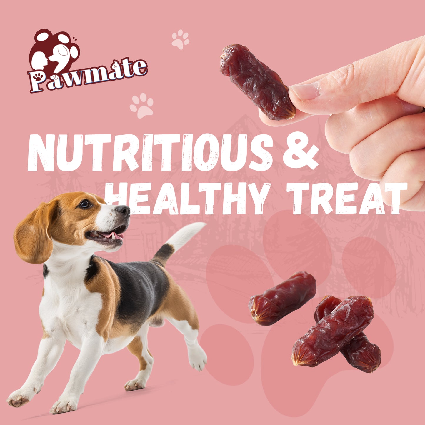 Pawmate Beef Sausage Dog Treats, Soft Low Fat Chewy Snacks for All Dogs, 10.6oz
