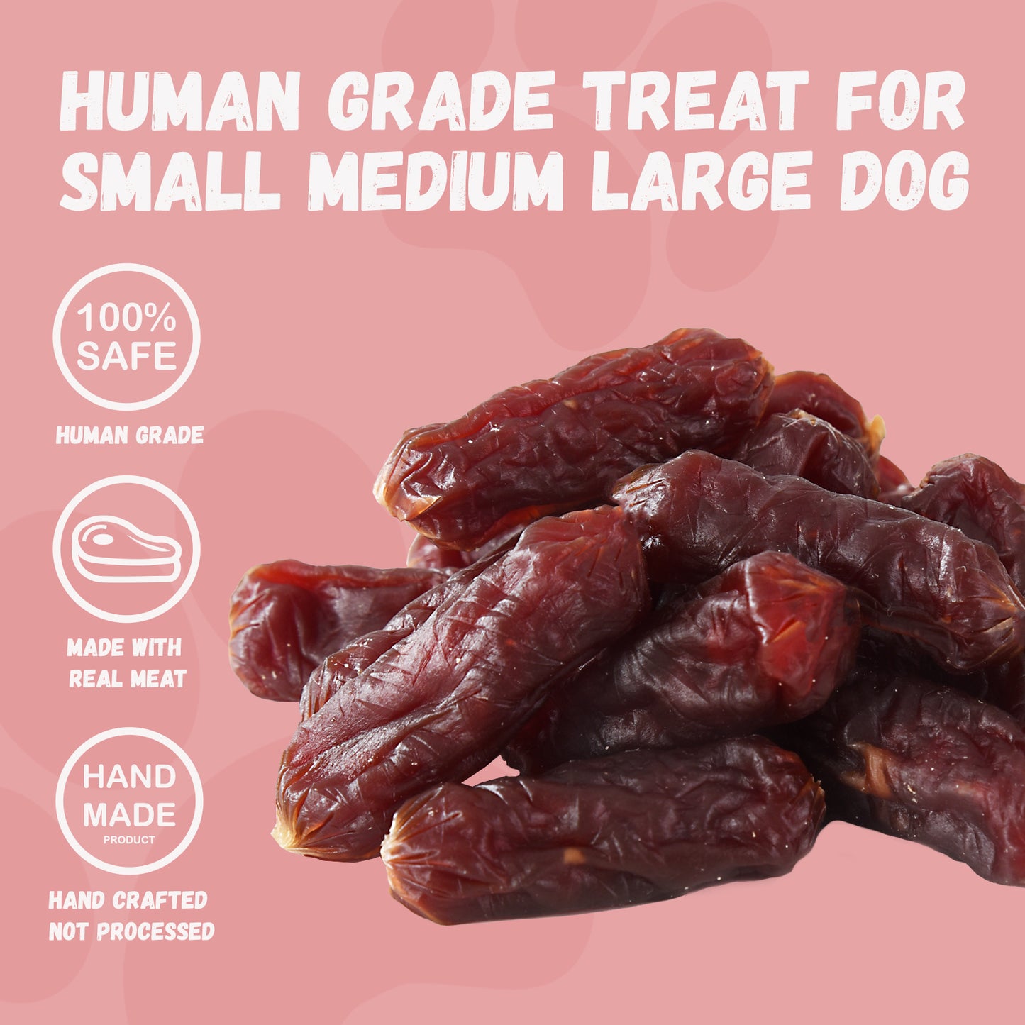 Pawmate Beef Sausage Dog Treats, Soft Low Fat Chewy Snacks for All Dogs, 10.6oz