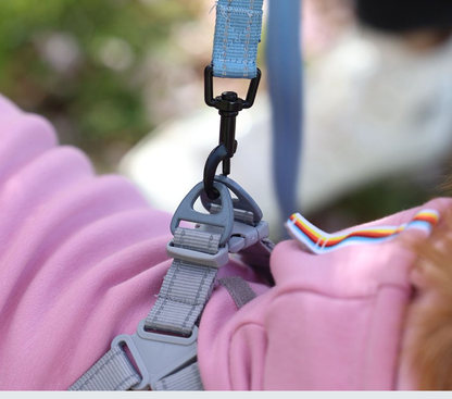 Outdoor dog functional 2-in-1 harness fleece hoodie