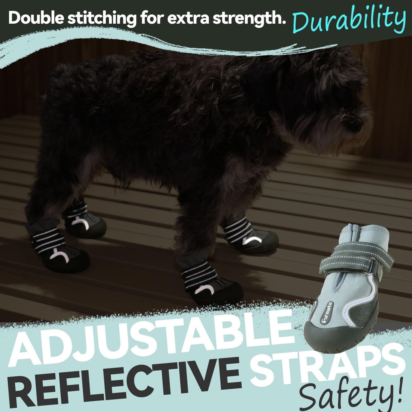 Dog Shoes for Large Small Medium Dogs Dog Booties for Indoor Hardfloors Anti Slip Reflective Strip Waterproof Dog Boots & Paw Protectors for Outdoor Walking Hot Pavement Winter Snow-green02