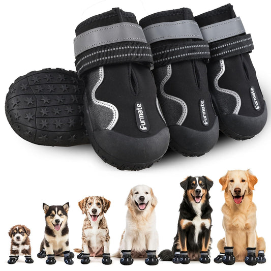 Dog Shoes for Large Small Medium Dogs Dog Booties for Indoor Hardfloors Anti Slip Reflective Strip Waterproof Dog Boots & Paw Protectors for Outdoor Walking Hot Pavement Winter Snow-black08