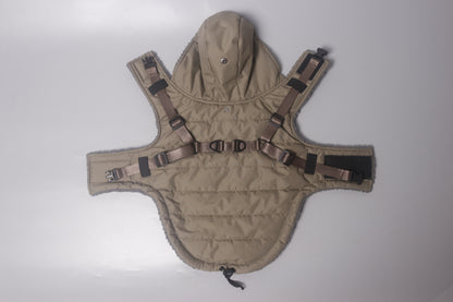 Outdoor winter wam coat dog functional 2-in-1 harness jacket with hoodie dog hoodie jacket