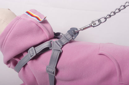 Outdoor dog functional 2-in-1 harness fleece hoodie