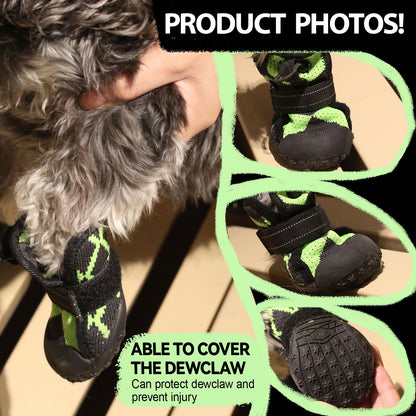 Dog Shoes for Large Small Medium Dogs Waterproof Dog Boots & Paw Protectors with Breathable Mesh for Summer Hot Pavement Anti Slip Dog Booties for Hiking Hardwood Floors Winter Snow-green01