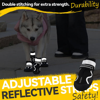 Dog Shoes for Large Small Medium Dogs Dog Booties for Indoor Hardfloors Anti Slip Reflective Strip Waterproof Dog Boots & Paw Protectors for Outdoor Walking Hot Pavement Winter Snow-black08