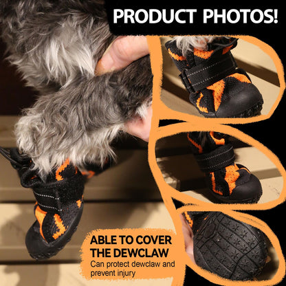Dog Shoes for Large Small Medium Dogs Waterproof Dog Boots & Paw Protectors with Breathable Mesh for Summer Hot Pavement Anti Slip Dog Booties for Hiking Hardwood Floors Winter Snoworange06