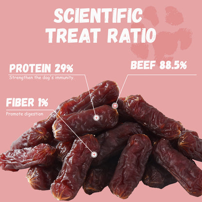 Pawmate Beef Sausage Dog Treats, Soft Low Fat Chewy Snacks for All Dogs, 10.6oz