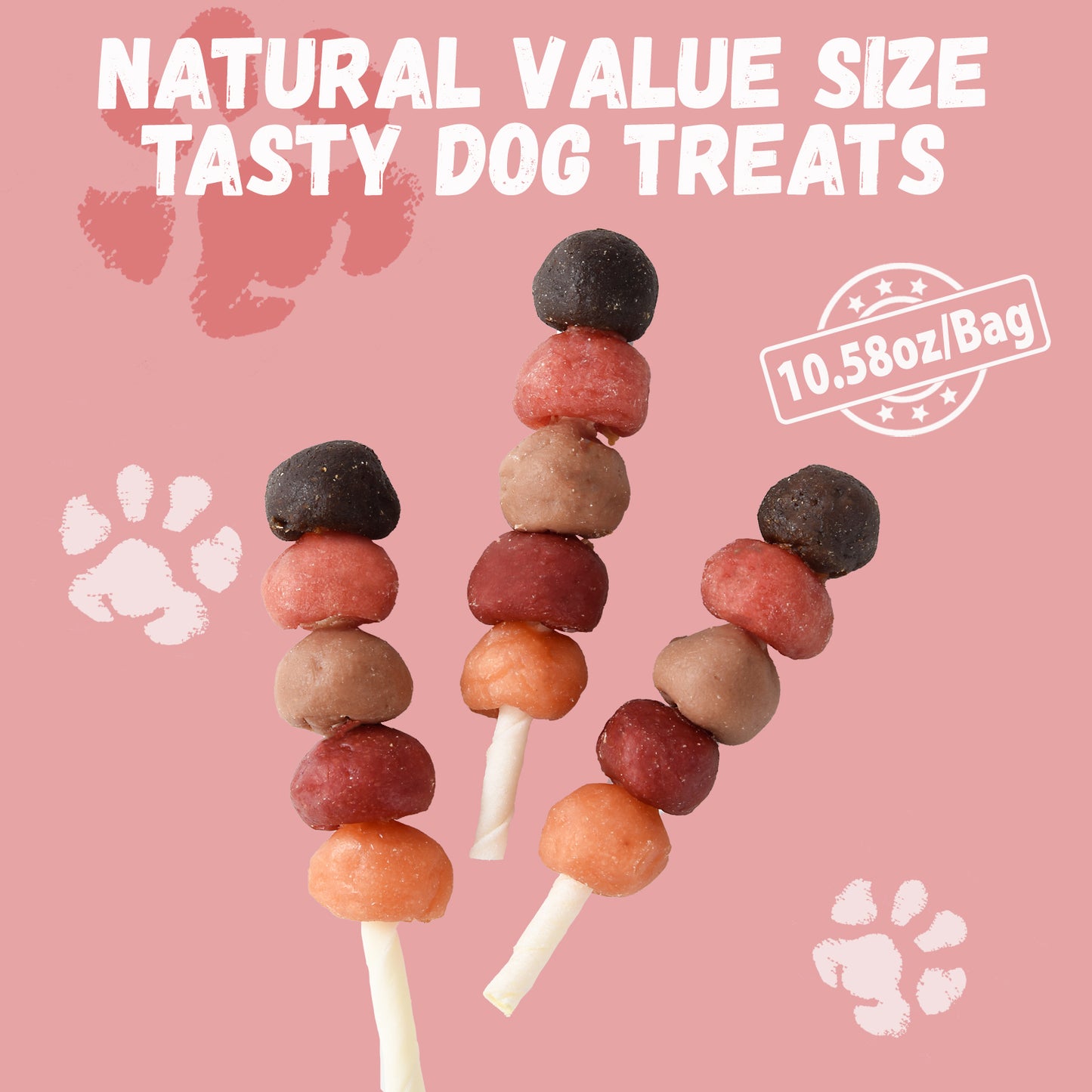 Pawmate Kabob Dog Treats, Chicken Beef Duck Rabbit and Salmon Dog Treats for Dogs, 10.6oz