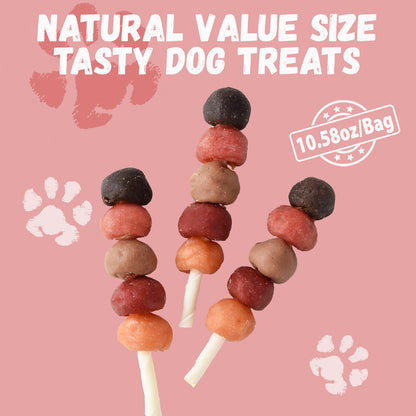 Pawmate Kabob Dog Treats, Chicken Beef Duck Rabbit and Salmon Dog Treats for Dogs, 10.6oz