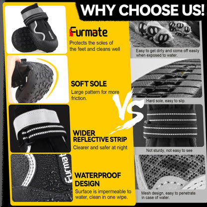 Dog Shoes for Large Small Medium Dogs Dog Booties for Indoor Hardfloors Anti Slip Reflective Strip Waterproof Dog Boots & Paw Protectors for Outdoor Walking Hot Pavement Winter Snow-black06