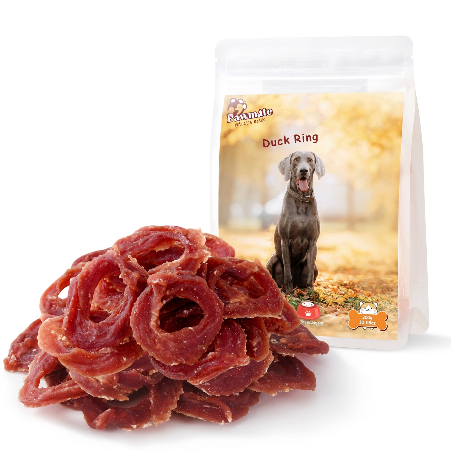 Pawmate Duck Jerky Dog Treats, Duck Jerky Rings for All Dogs, 23ct Packet